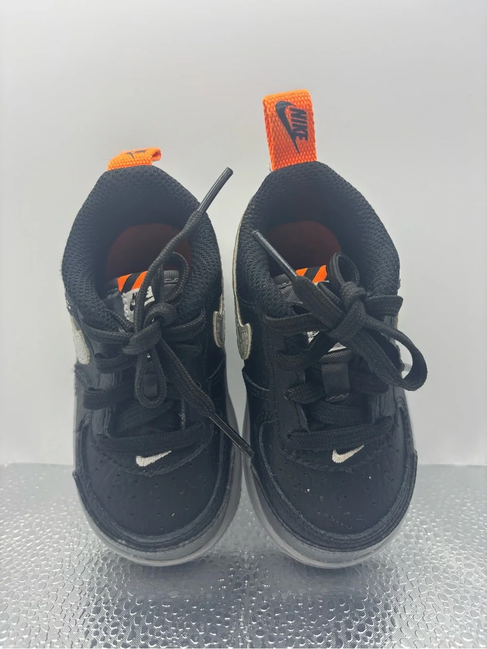 Nike Toddler Black Sneakers with Orange Heel Tab